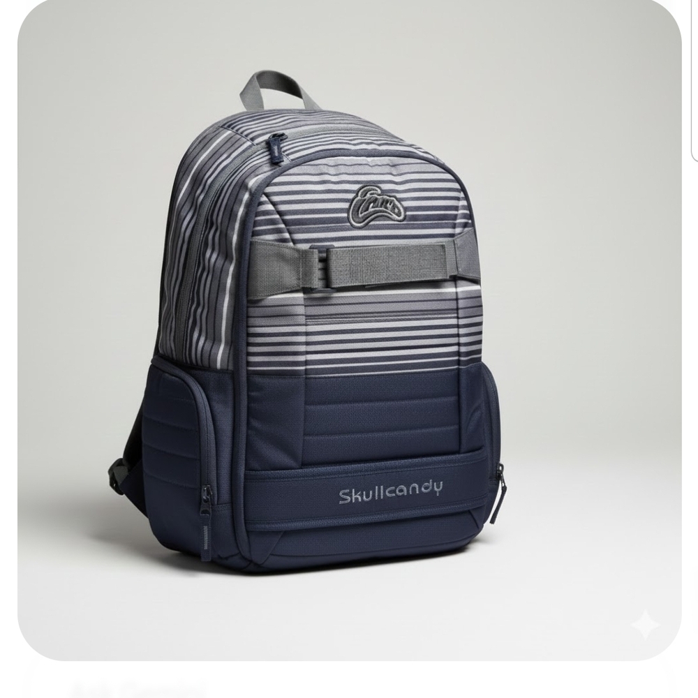 Skullcandy Striped Gray and Navy Backpack